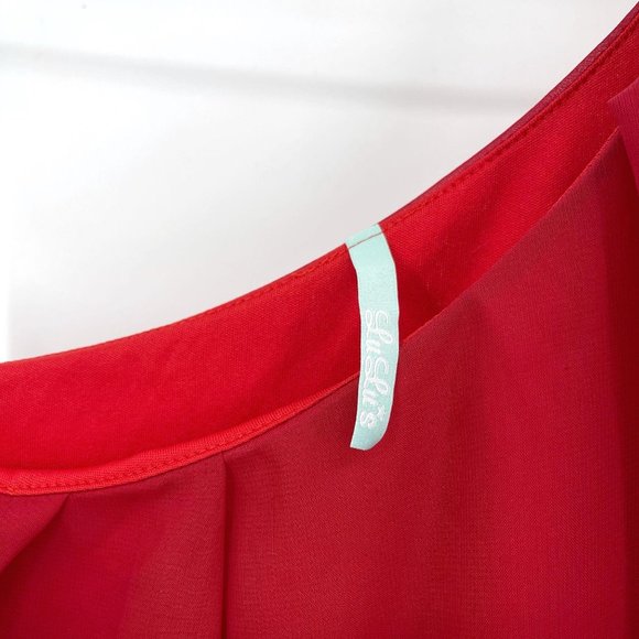 SOLD Lulu’s Red One Shoulder Chiffon Party Mini Dress - Picture 7 of 8